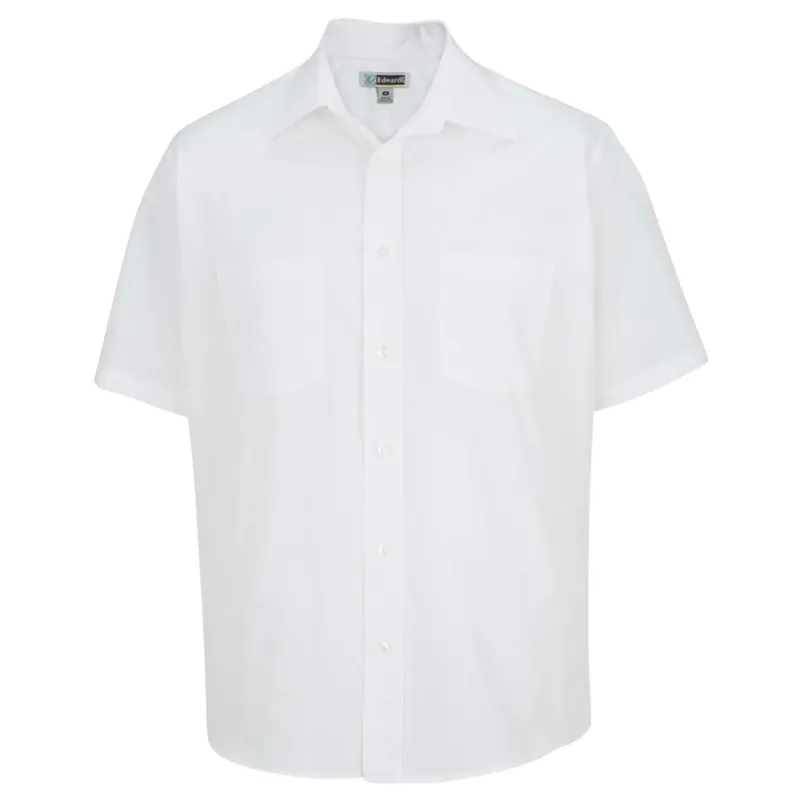 Edwards Men's White 2-Pocket Broadcloth Short Sleeve Shirt