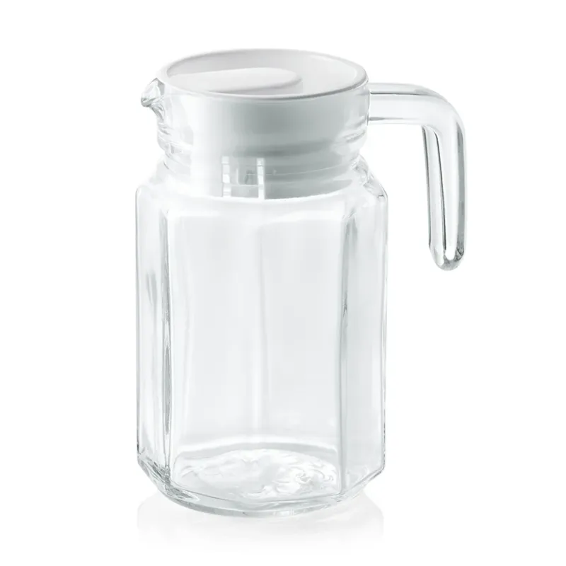 Krug mit Kunststoffdeckel, 0,5 ltr., Ø 7,5 cm, Glas