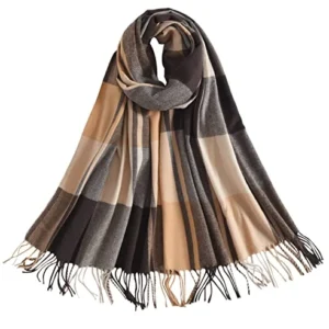 Winter Senior Plaid Cashmere Scarf,Plaid Pashmina Oversized Fall Scarf Stoles
