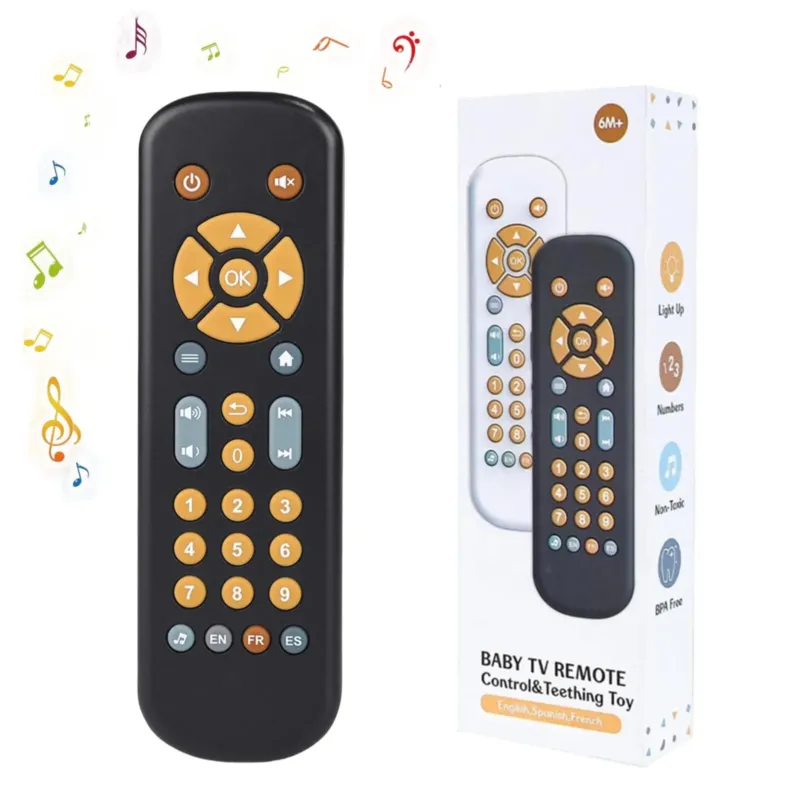 Baby remote control toy, musical toys for babies with English/French/Spanish, educational toy with songs and sounds