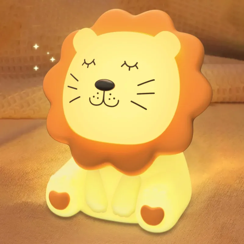 Night Light for Kids, Cute and Soft Lion Night Light, 7 Colors