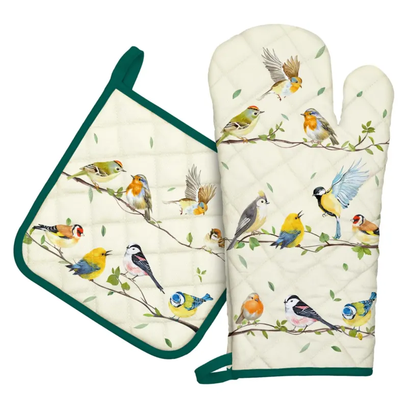 Oven Glove and Pot Holder, 100% Cotton Cooking Gloves, Set of 2