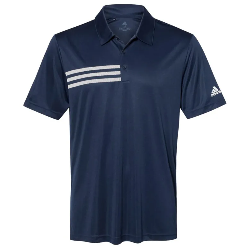 Adidas Men's Collegiate Navy/White 3 Stripe Chest Polo