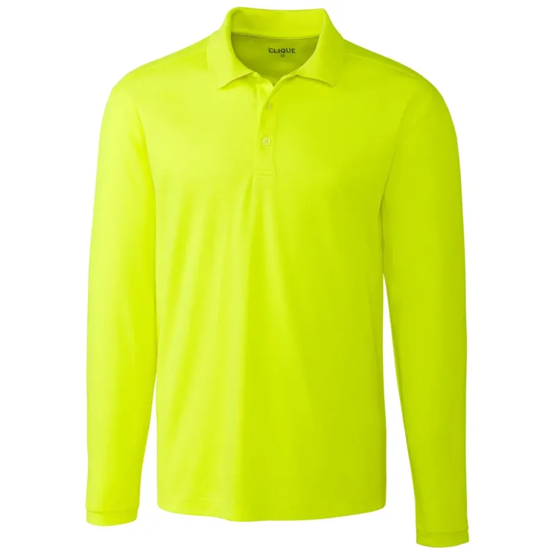 Clique Men's Hi-Vis Yellow Long Sleeve Spin Pique Polo
