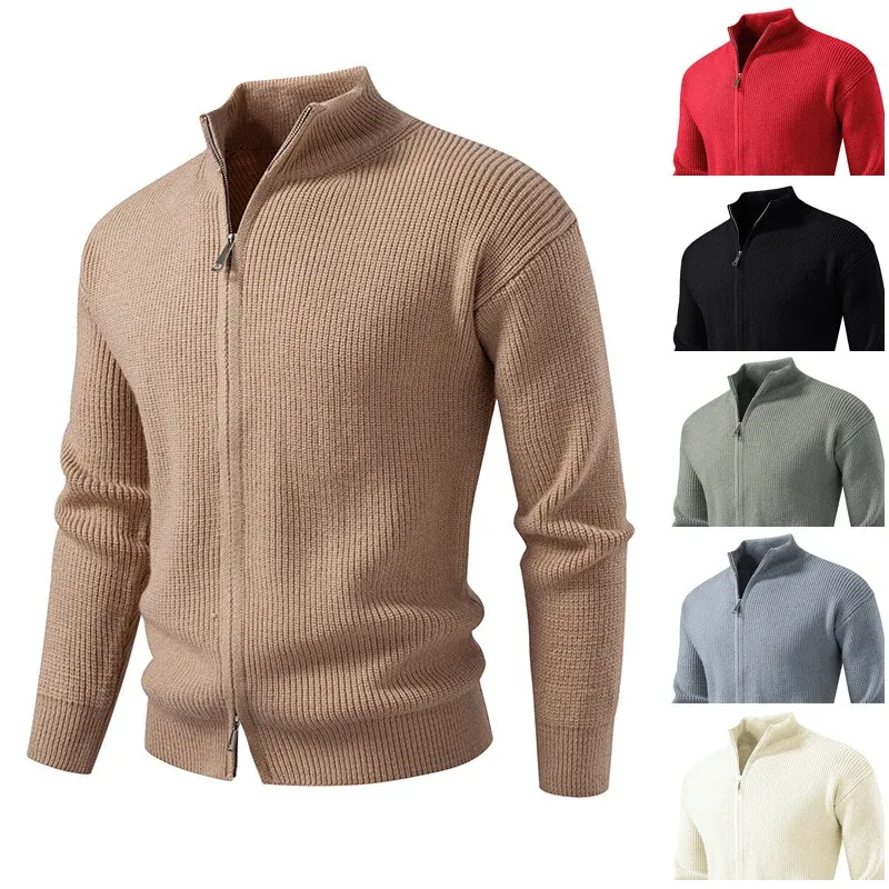 Herren Strickjacke mit hohem Kragen und innovativem Reißverschluss – Terenzo