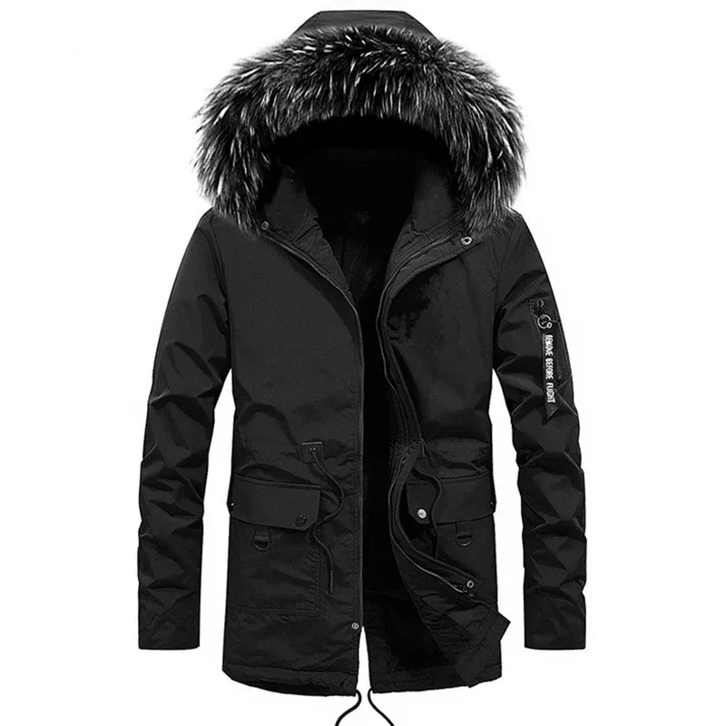Herren funktionale Parkajacke mit abnehmbarem Kunstfellkragen – Taviero