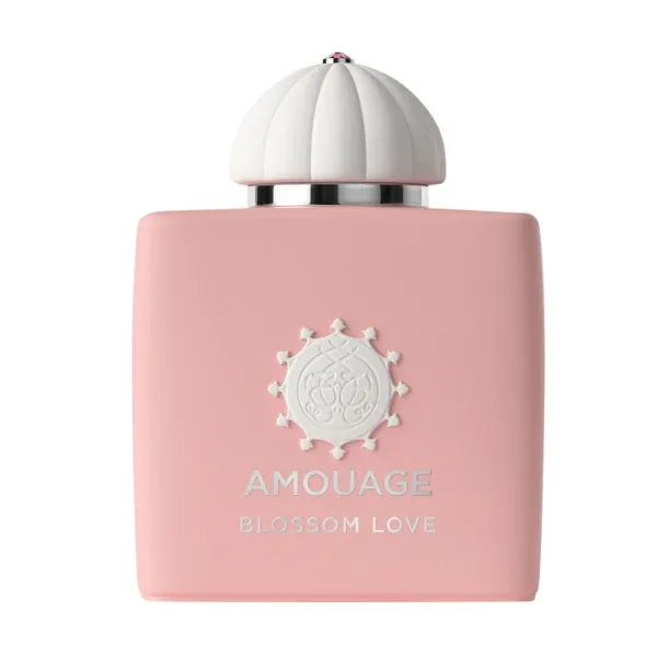 Amouage - Blossom Love Parfümflakon in zartem Rosé mit eleganter, gewölbter Kappe und feinem Logo-Relief